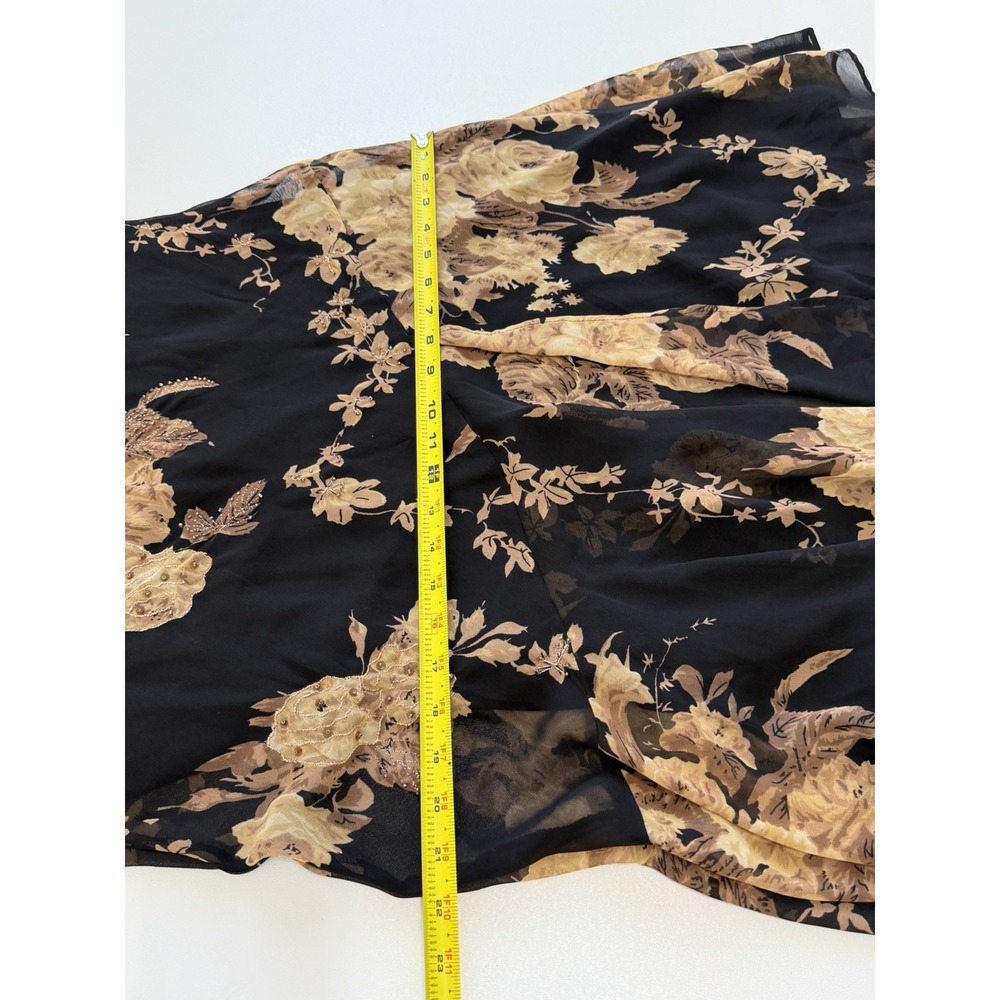 Connected Apparel Black Floral Beaded Chiffon Handkerchief Midi Dress XL Y2K - Picture 10 of 15
